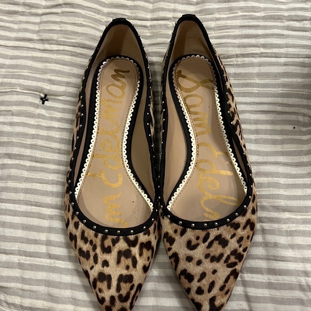 Sam Edelman Rivera Lepard Calf Hair Flat Size 7.5